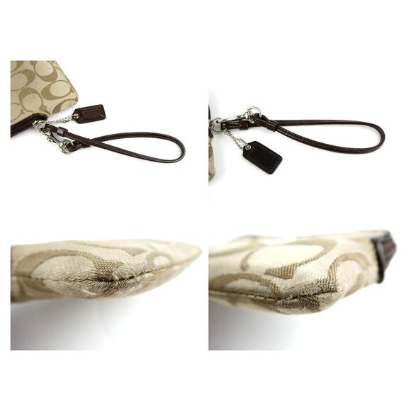 Coach Signature Khaki Mahogany Wristlet - Picture 9 of 14